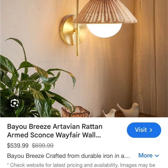 Wall sconce wicker frosted plug in or hardwired - Picture 3 of 3